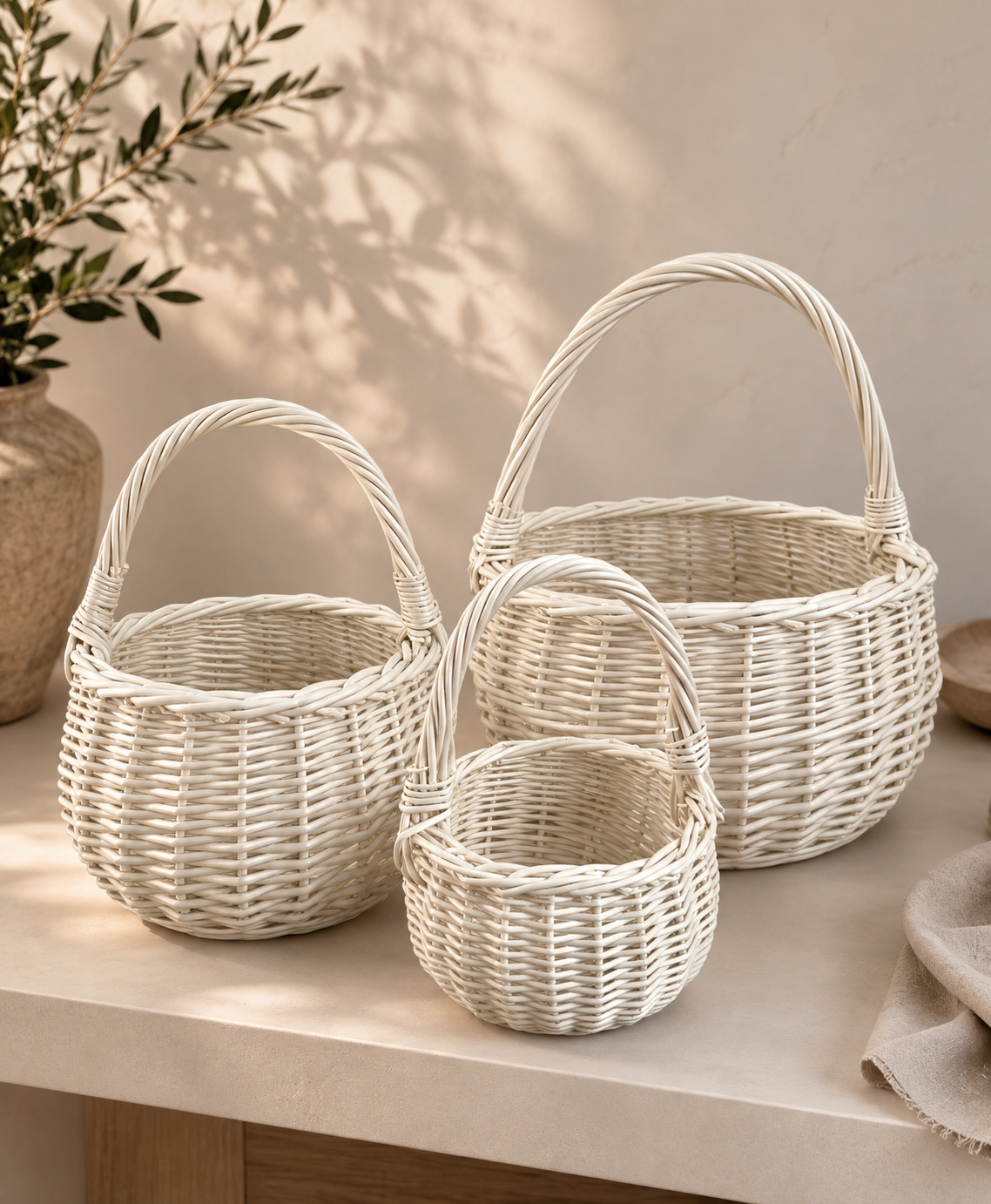 Handwoven Willow Basket with Handle: Rustic Children's Gift Basket