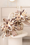 Handmade Harvest Basket | White Wicker Basket | Farmhouse Fall Decor | Rustic Centerpiece | Decorative Wicker Basket