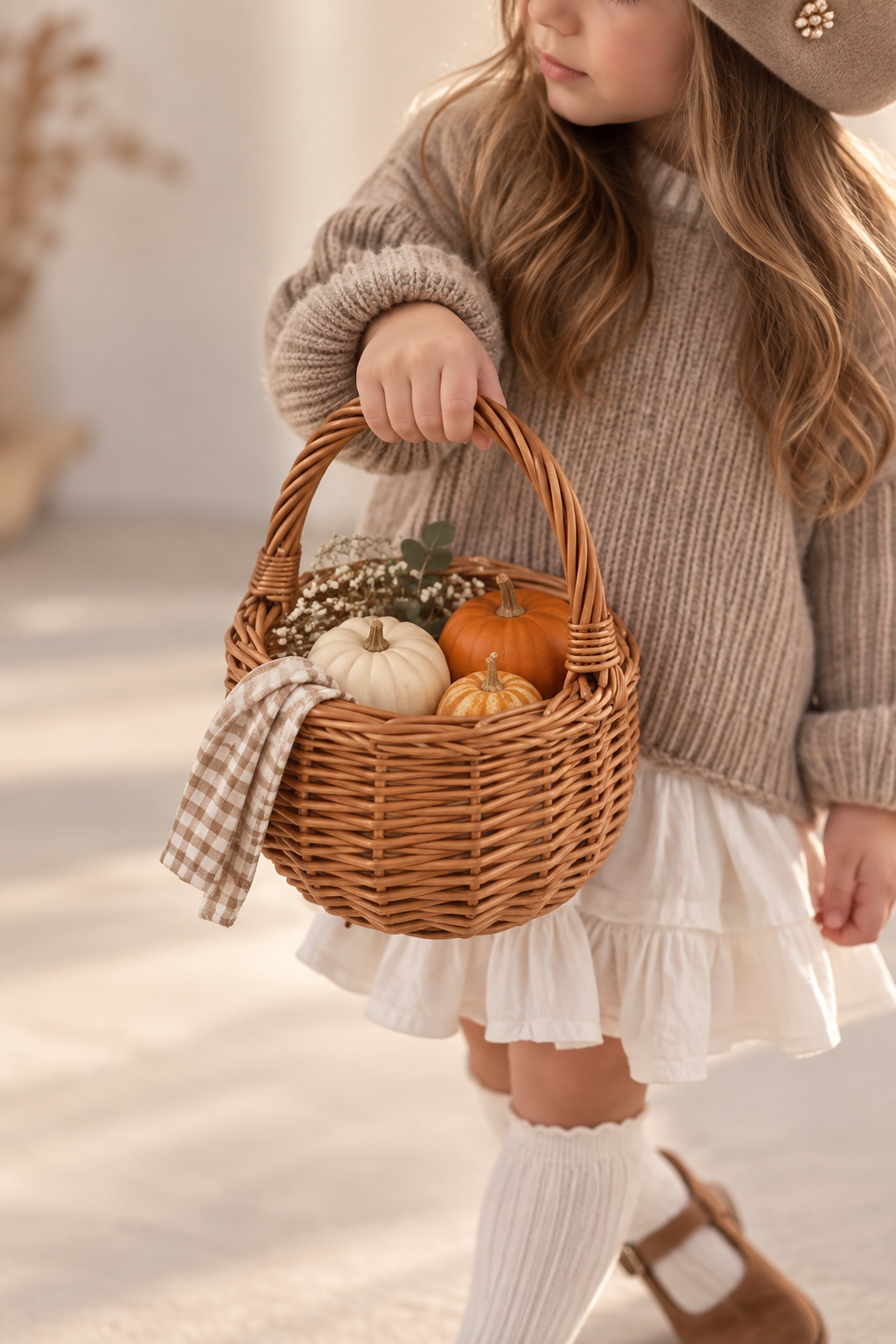 Handwoven Willow Basket with Handle: Rustic Children's Gift Basket