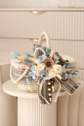 Blue Bird Easter Basket | Handmade Wicker Basket with Floral Decor