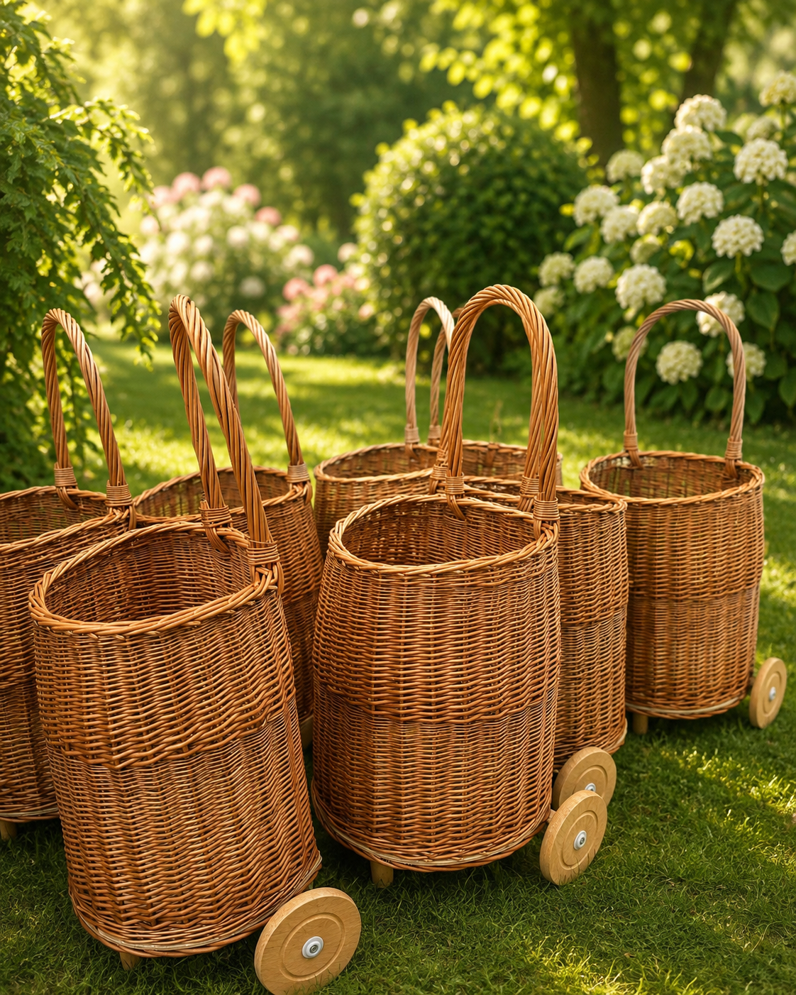 Handwoven Wicker Shopping Trolley Basket