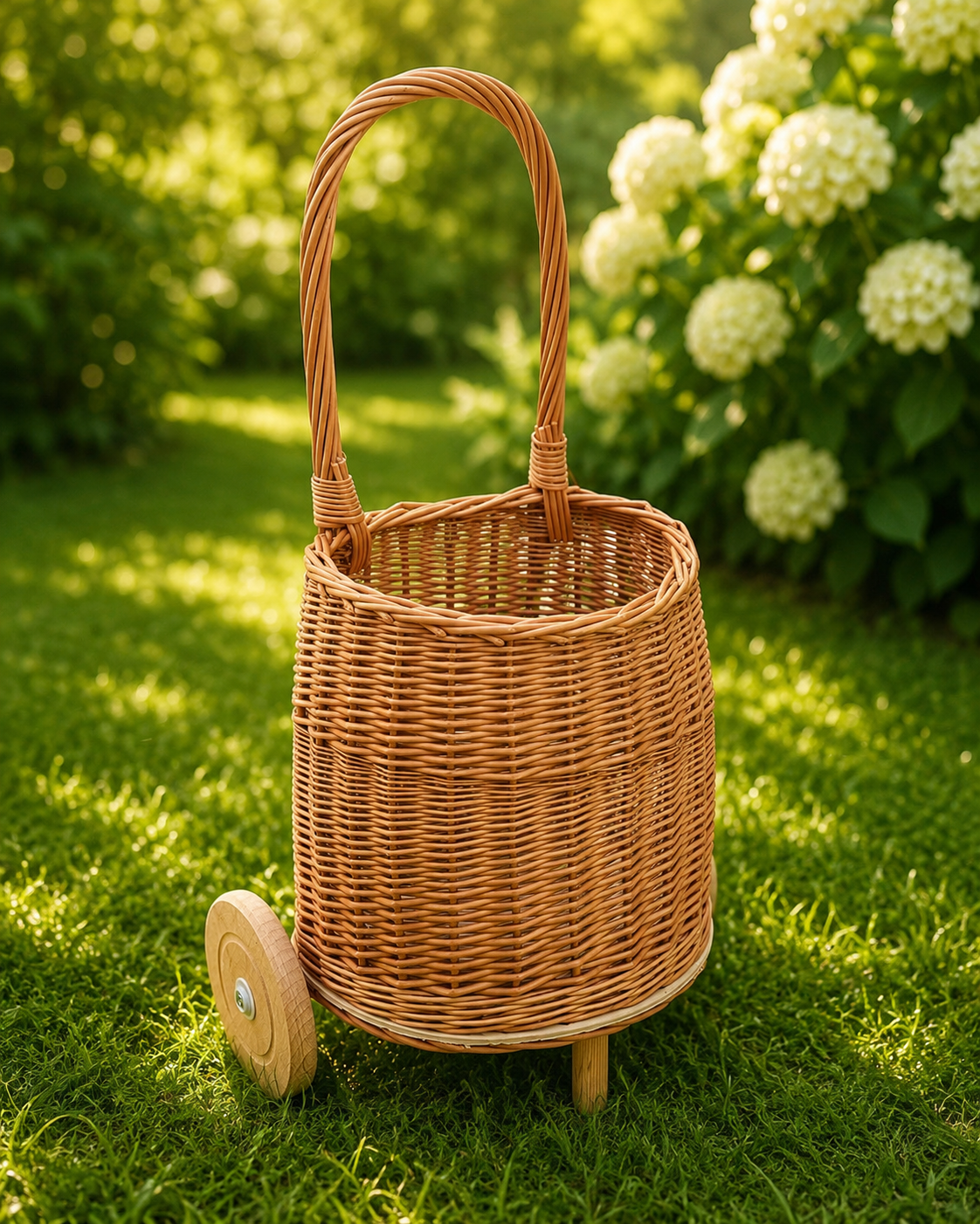 Handwoven Wicker Shopping Trolley Basket