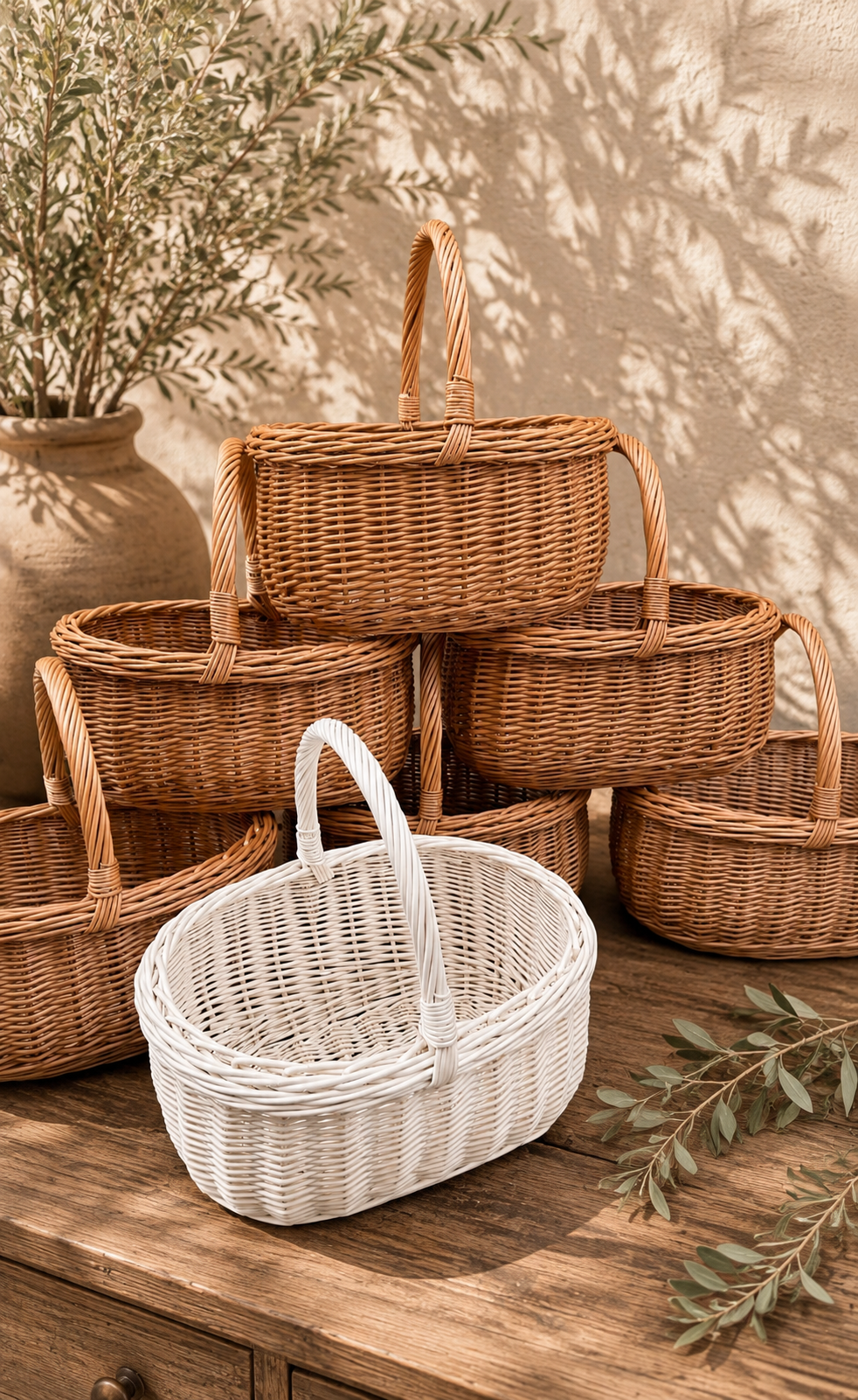 Handwoven Oval Willow Baskets