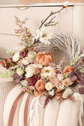 Fall Pumpkin Wreath, Autumn Front Door Wreath, Thanksgiving Wreath, Rustic Fall Floral Wreath, Harvest Decor, Neutral Autumn Wreath