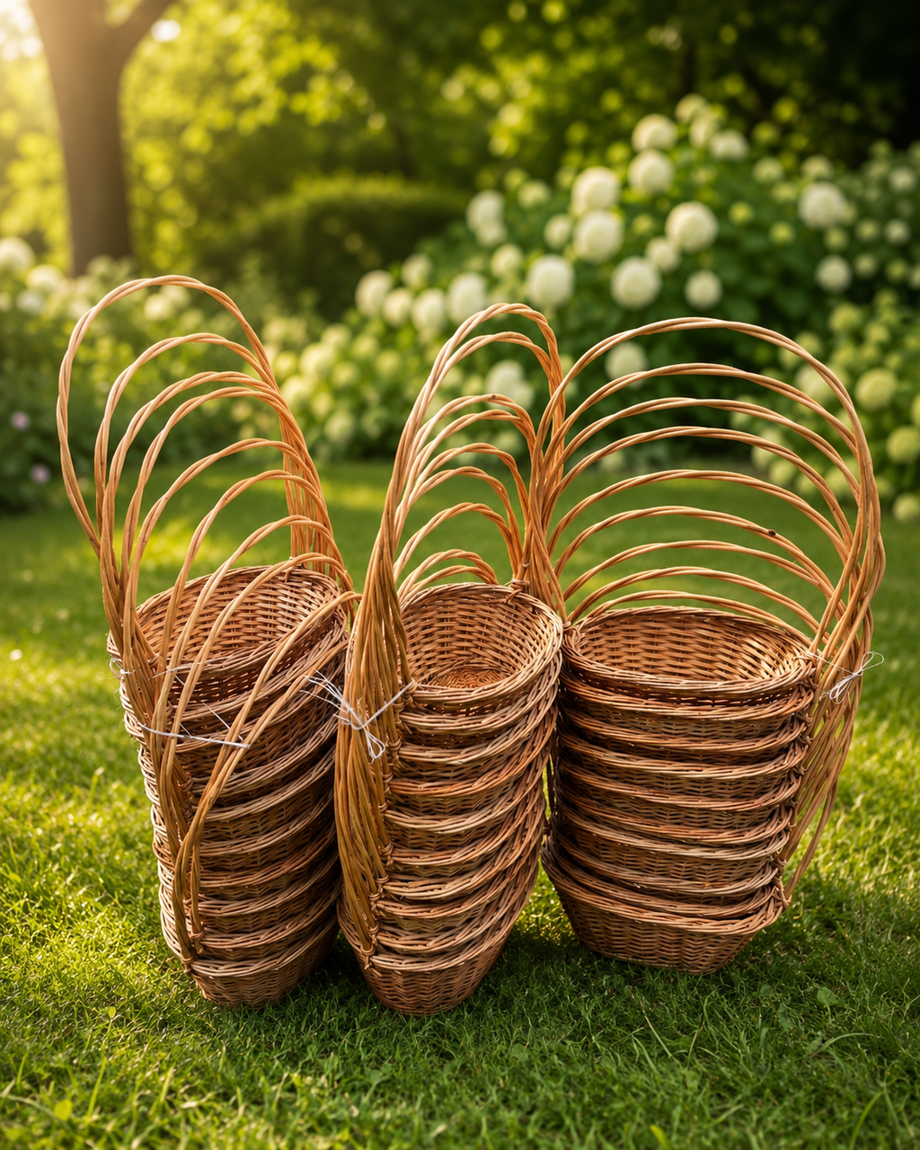 Set of 10 Willow Flower Arrangement Baskets | Large Wicker Floral Display Baskets | Florist Baskets for Flower Shops & Events