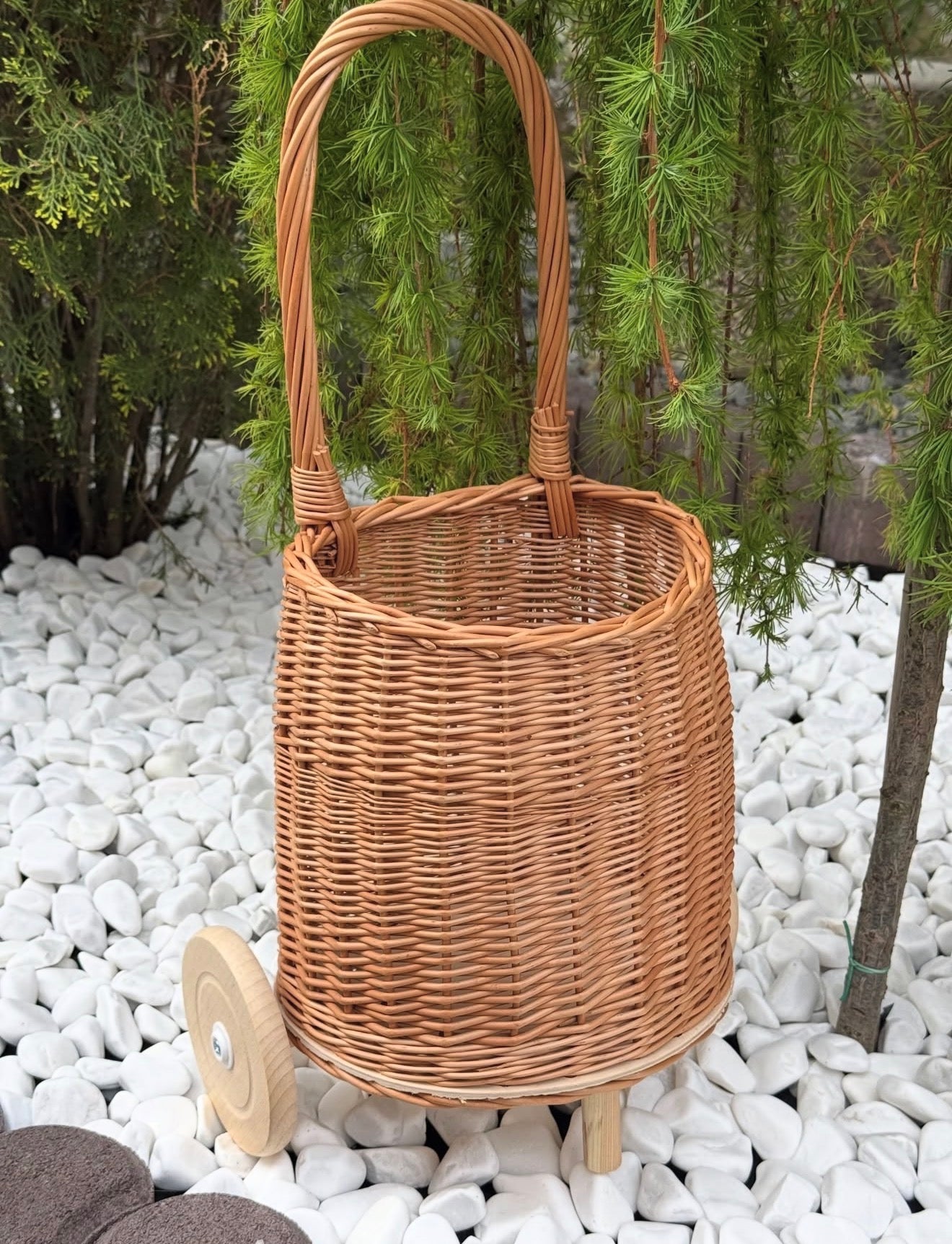 Handwoven Wicker Cart for Kids, Flowers & Photoshoots | Natural Willow Wagon | Decorative Basket on Wheels