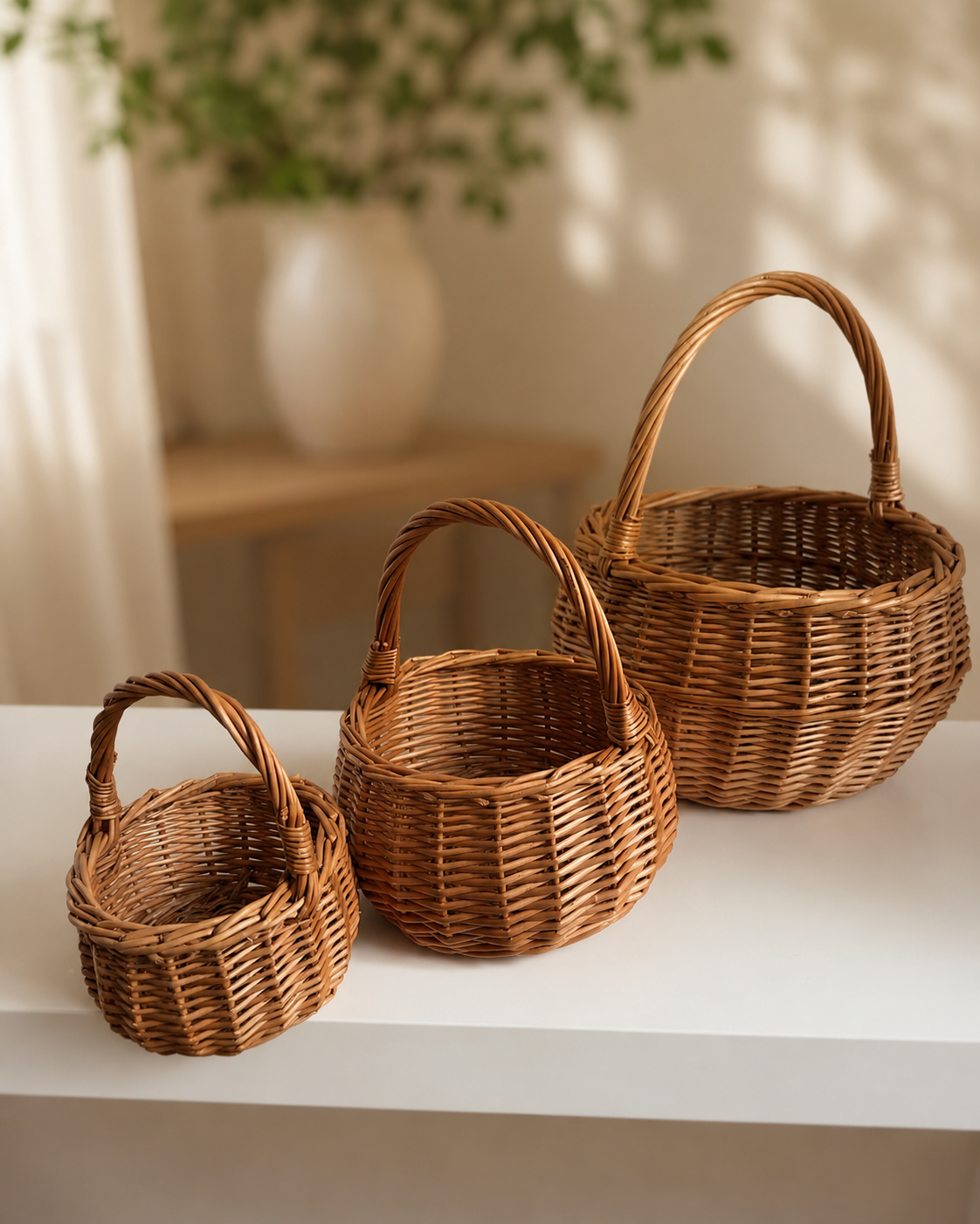 Handwoven Willow Basket with Handle: Rustic Children's Gift Basket