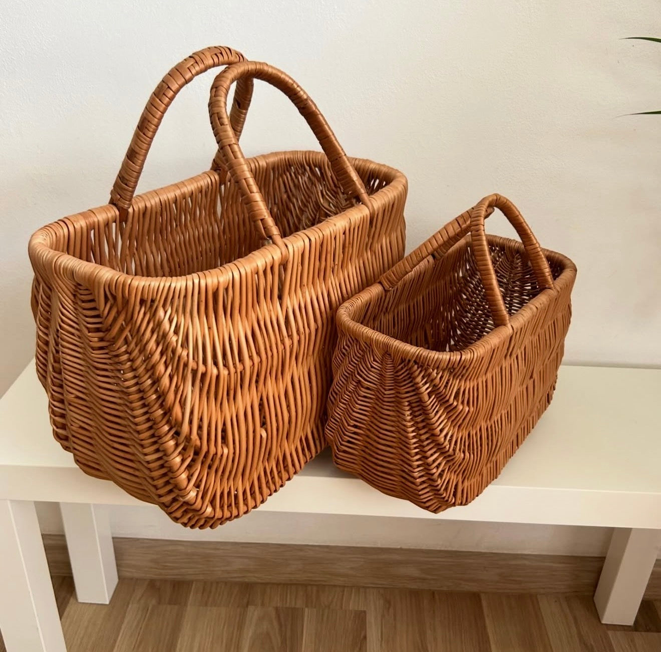 Handwoven Willow Storage Basket | Rustic Wicker Tote Basket | Farmhouse Organizer | Handmade Natural Willow Decor
