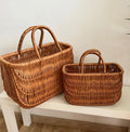 Handwoven Willow Storage Basket | Rustic Wicker Tote Basket | Farmhouse Organizer | Handmade Natural Willow Decor