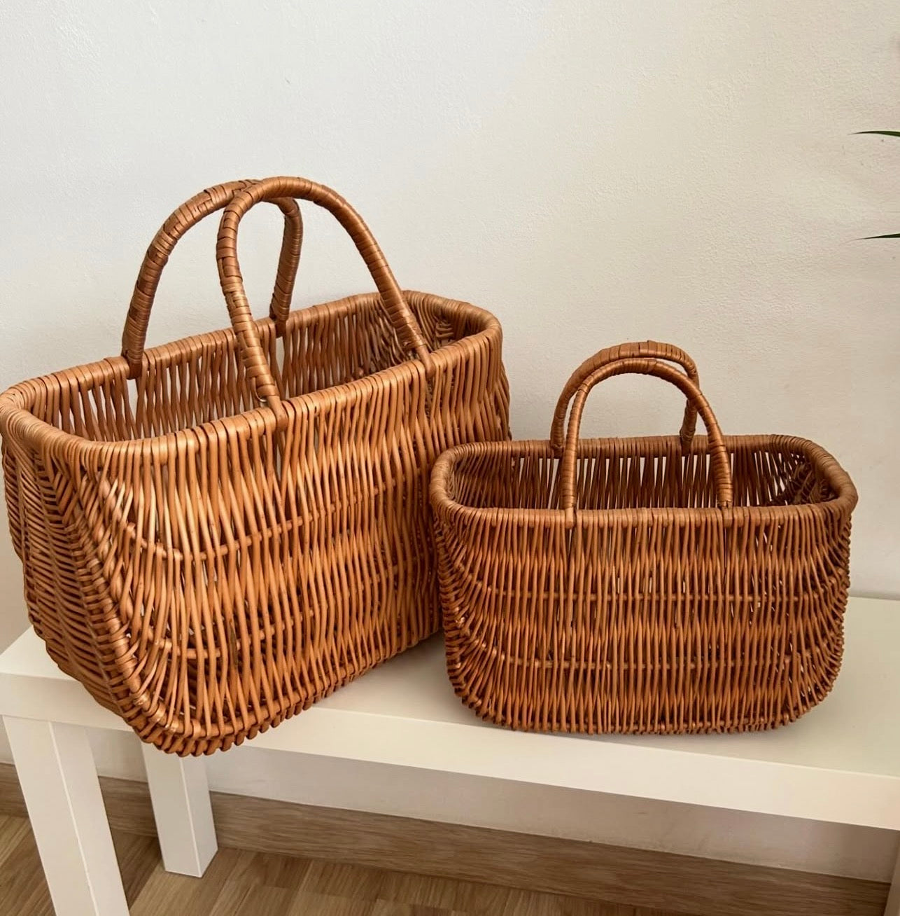 Handwoven Willow Storage Basket | Rustic Wicker Tote Basket | Farmhouse Organizer | Handmade Natural Willow Decor