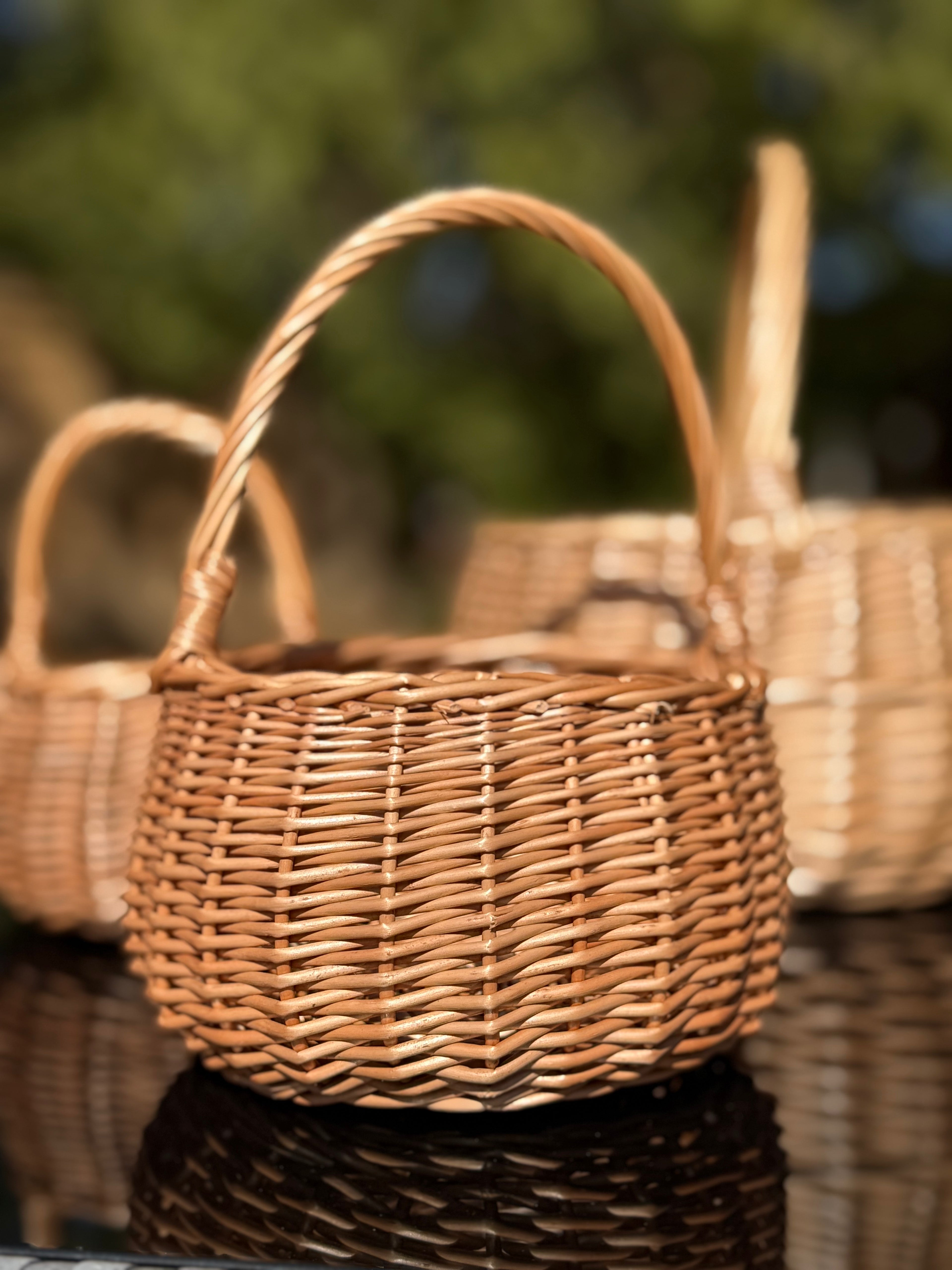 Handwoven Willow Basket with Handle: Rustic Children's Gift Basket