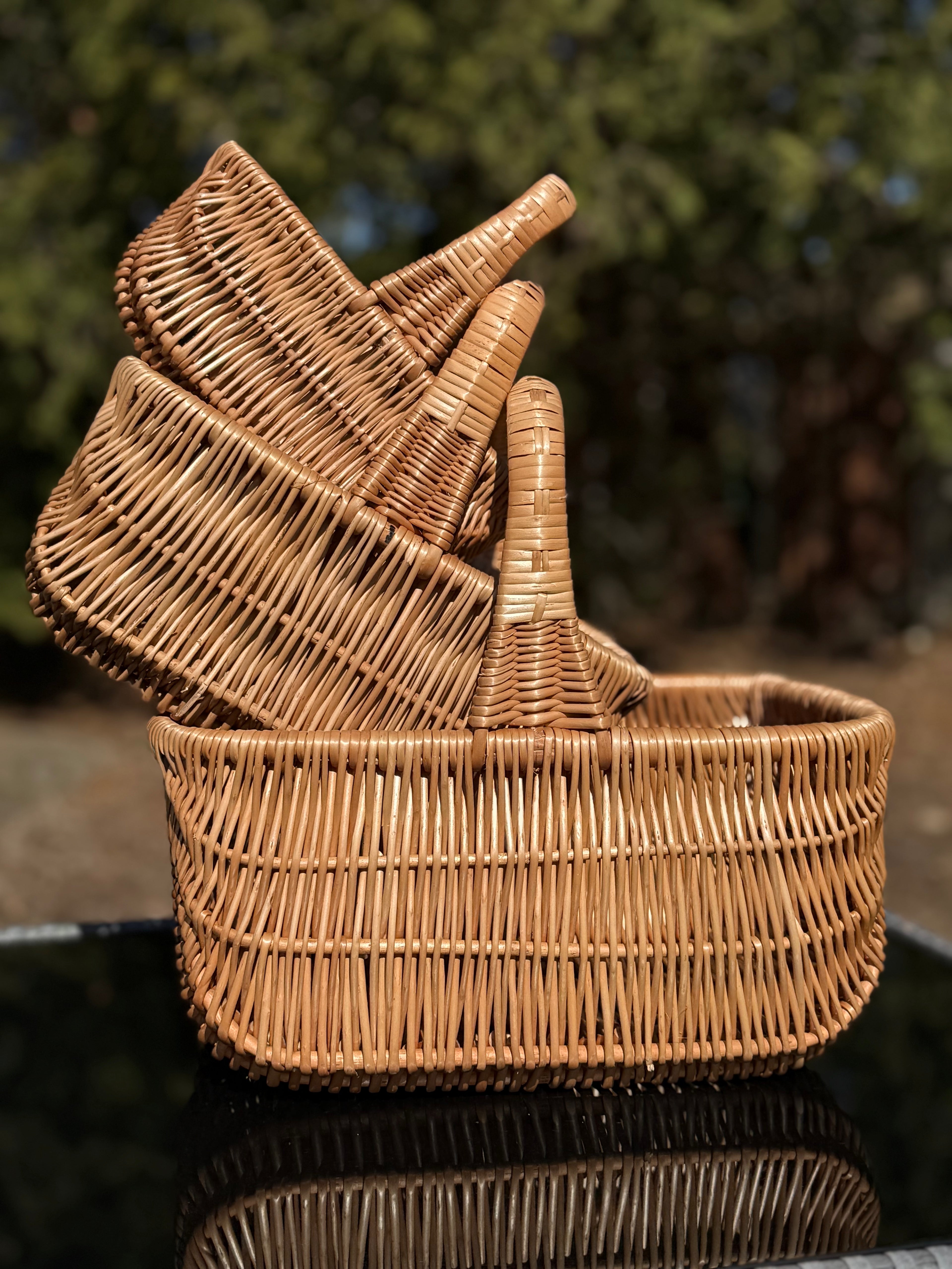 Handmade Willow Wicker Basket: Rustic Picnic, Gift & Storage