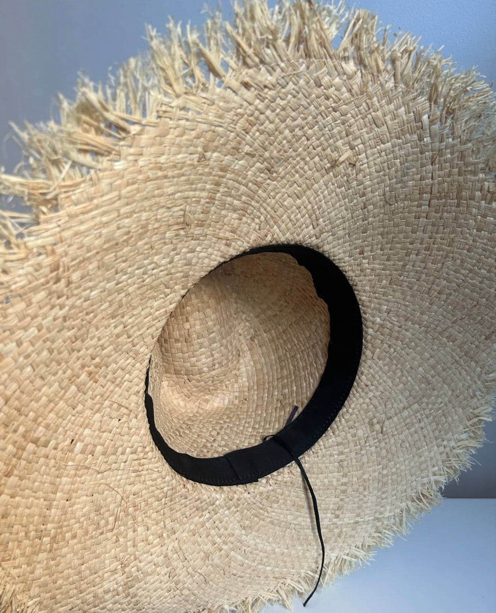 Wide Brim Raffia Straw Hat for Women | Frayed Edge Summer Beach Hat | Boho Natural Sun Hat | Handmade Rustic Vacation Hat