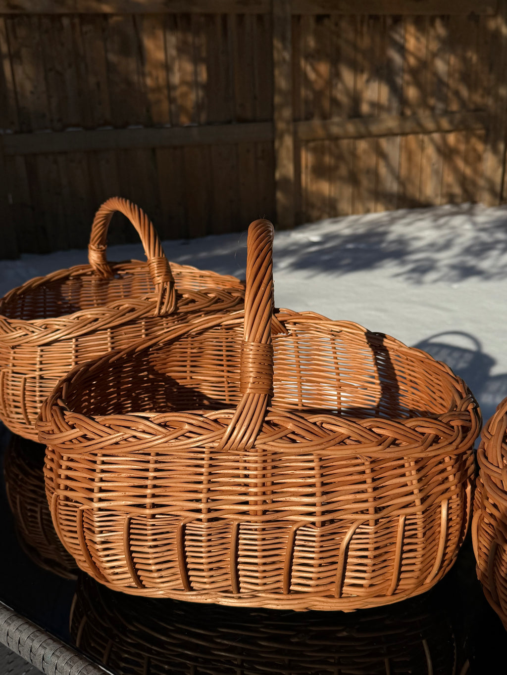 Handwoven Willow Basket: Rustic Big Shape Whitewashed and Brown