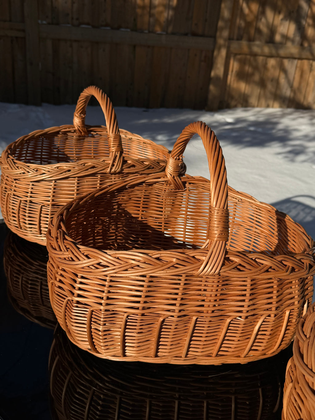 Handwoven Willow Basket: Rustic Big Shape Whitewashed and Brown