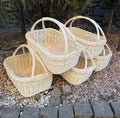 Whitewashed Wicker Basket – Handmade Natural Willow Basket with Handle and Braided Rim. Storage Decor
