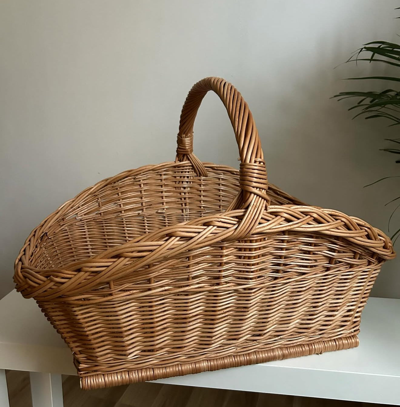Handmade Willow Fireplace Basket: Rustic Log Holder, Farmhouse Decor