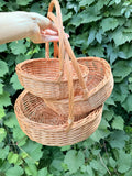Handwoven Willow Wicker Basket: Round Rustic Home Decor