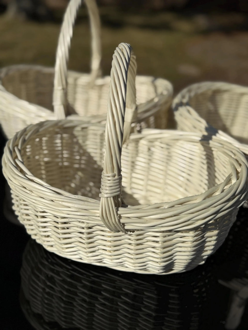 Handwoven Willow Wicker Basket: Rustic Boat Shape, Brown or Whitewashed