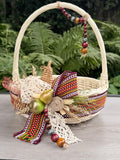 Handmade Willow Basket with Ukrainian Embroidered Ribbon & Kosiv Ceramics