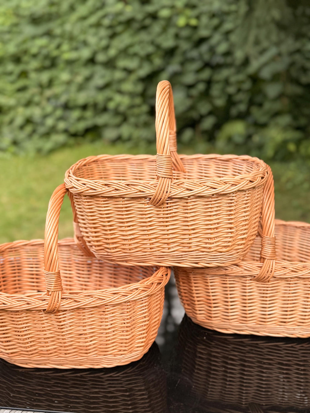 Handwoven Willow Basket: Rustic Braided Rim, Whitewashed or Brown