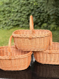 Handwoven Willow Basket: Rustic Braided Rim, Whitewashed or Brown