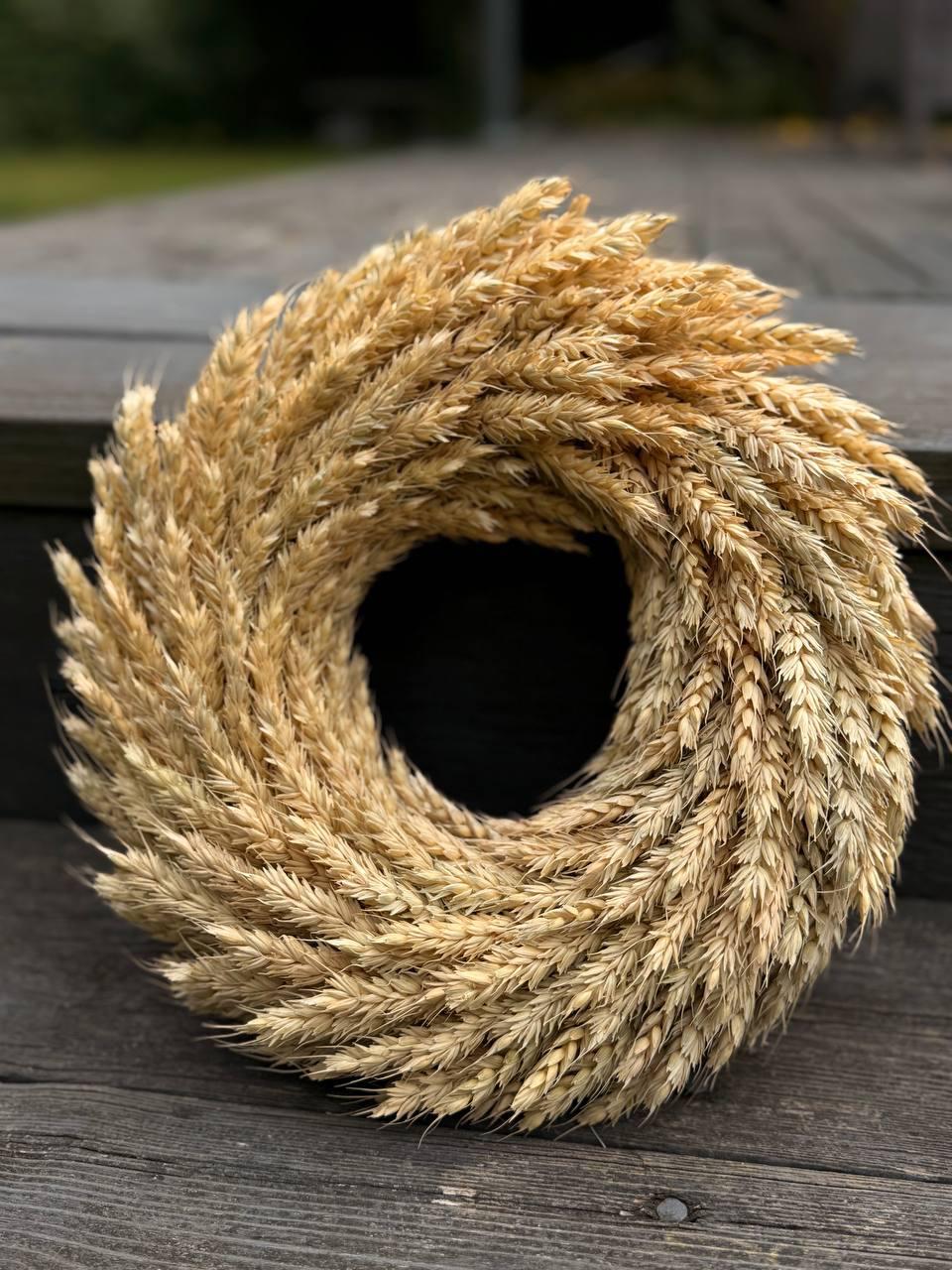 Handmade Natural Wheat Wreath: Rustic Farmhouse Door Decor