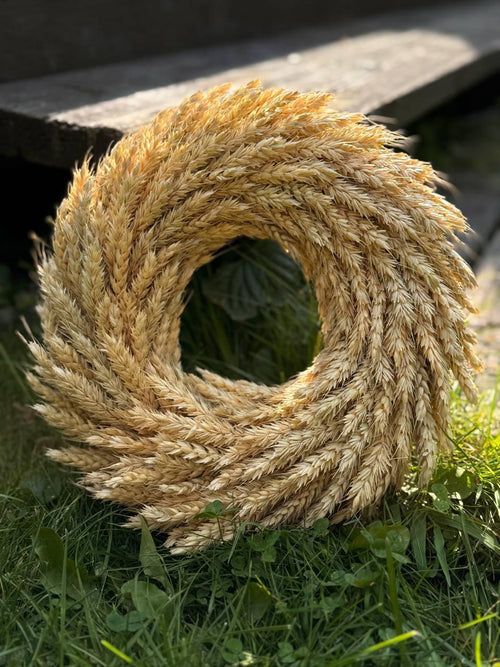 Handmade Natural Wheat Wreath: Rustic Farmhouse Door Decor