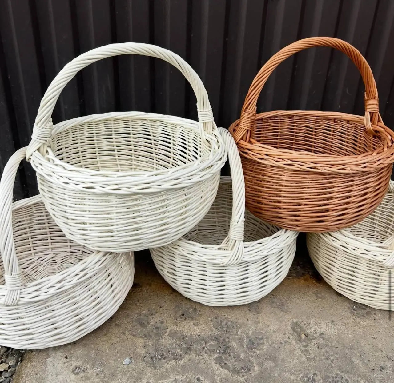 Handmade Willow Basket with Handle: Rustic Home Decor, Brown or Whitewashed