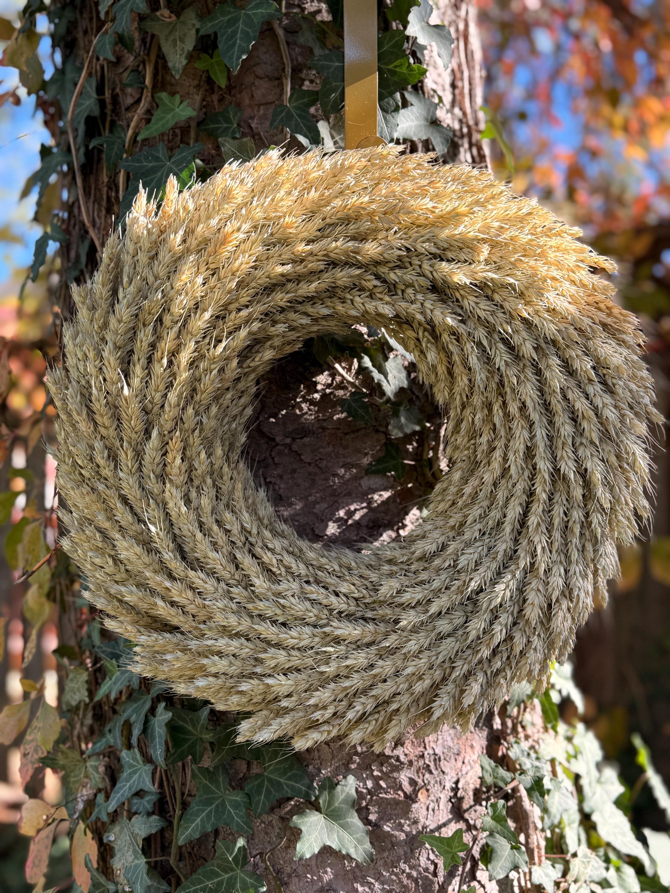 Handmade Natural Wheat Wreath: Rustic Farmhouse Door Decor