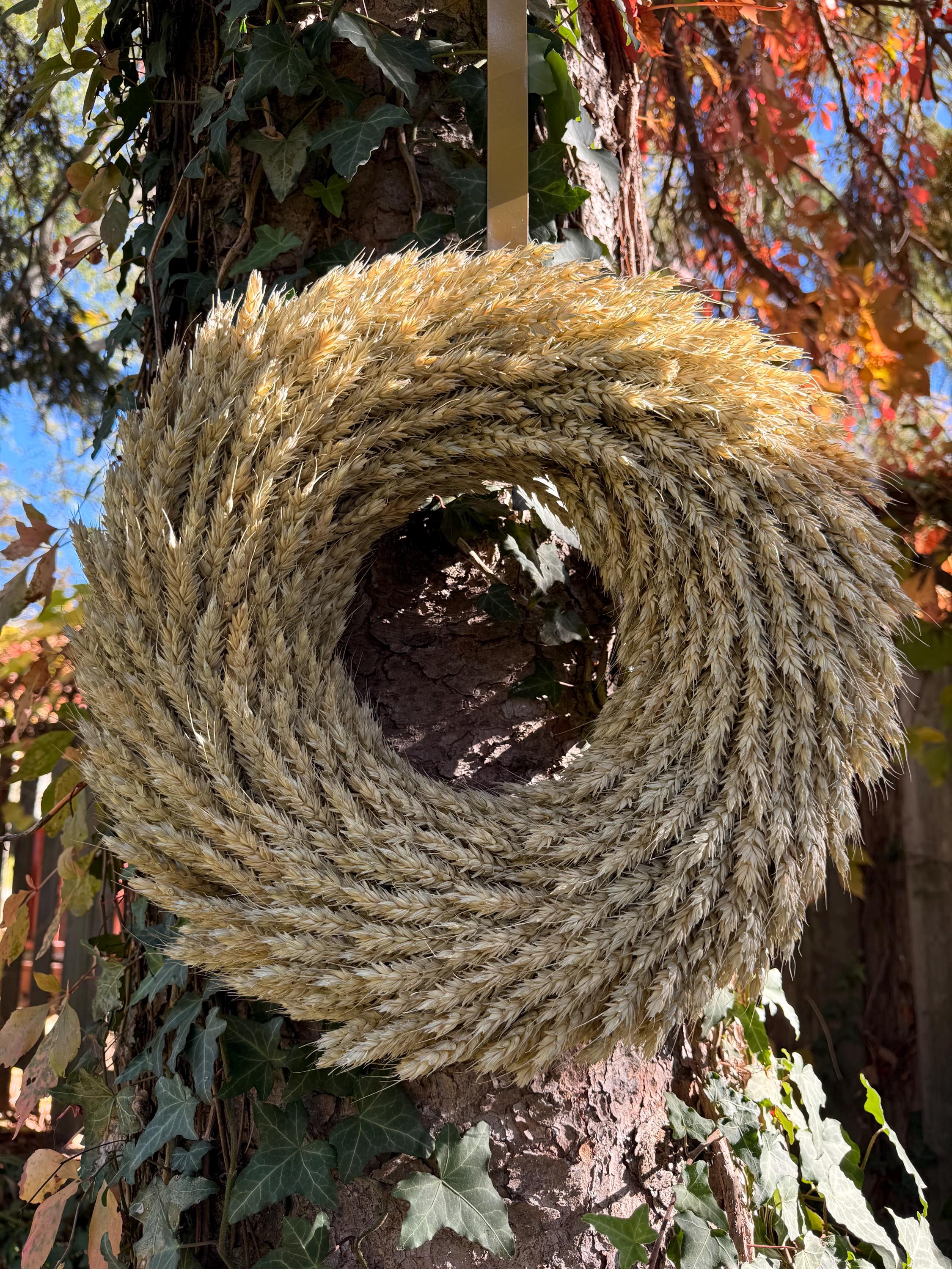 Handmade Natural Wheat Wreath: Rustic Farmhouse Door Decor