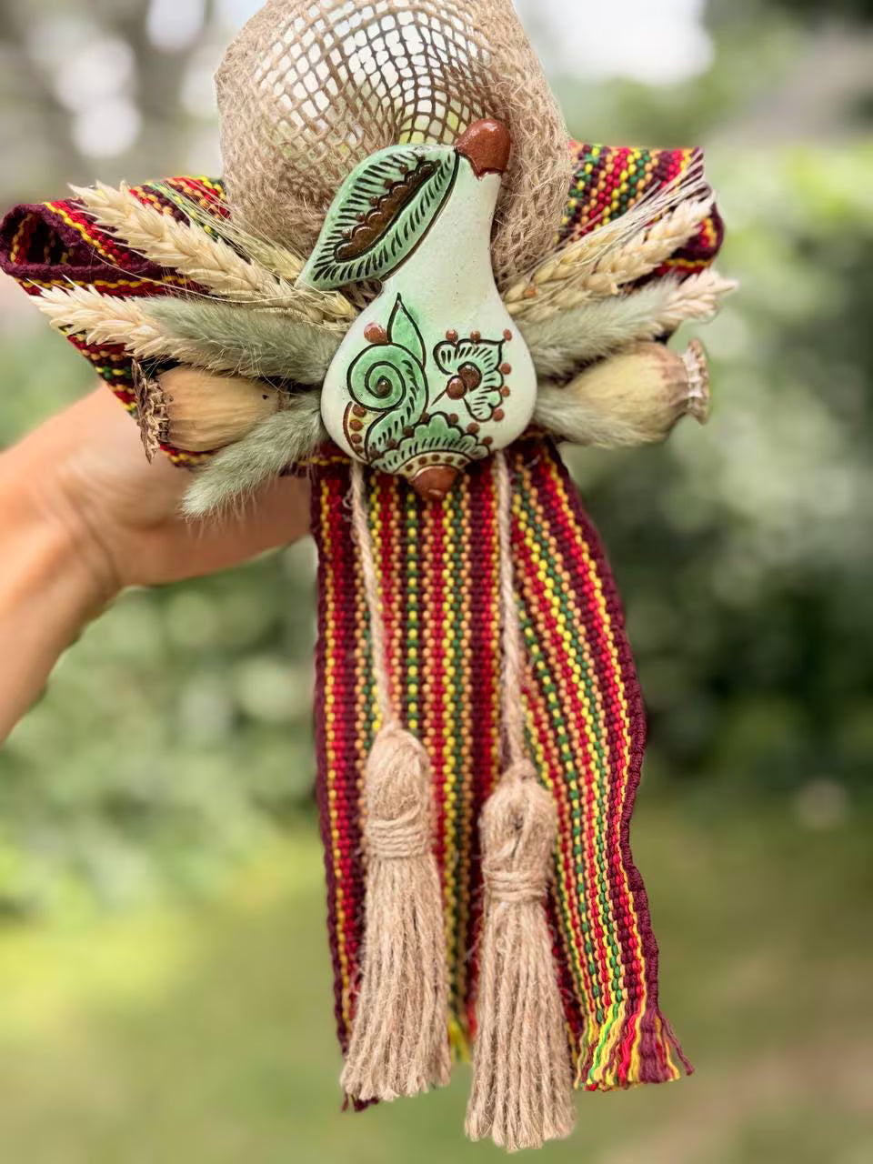 Handmade Ceramic Pear Basket Decoration – Rustic Ukrainian Ornament