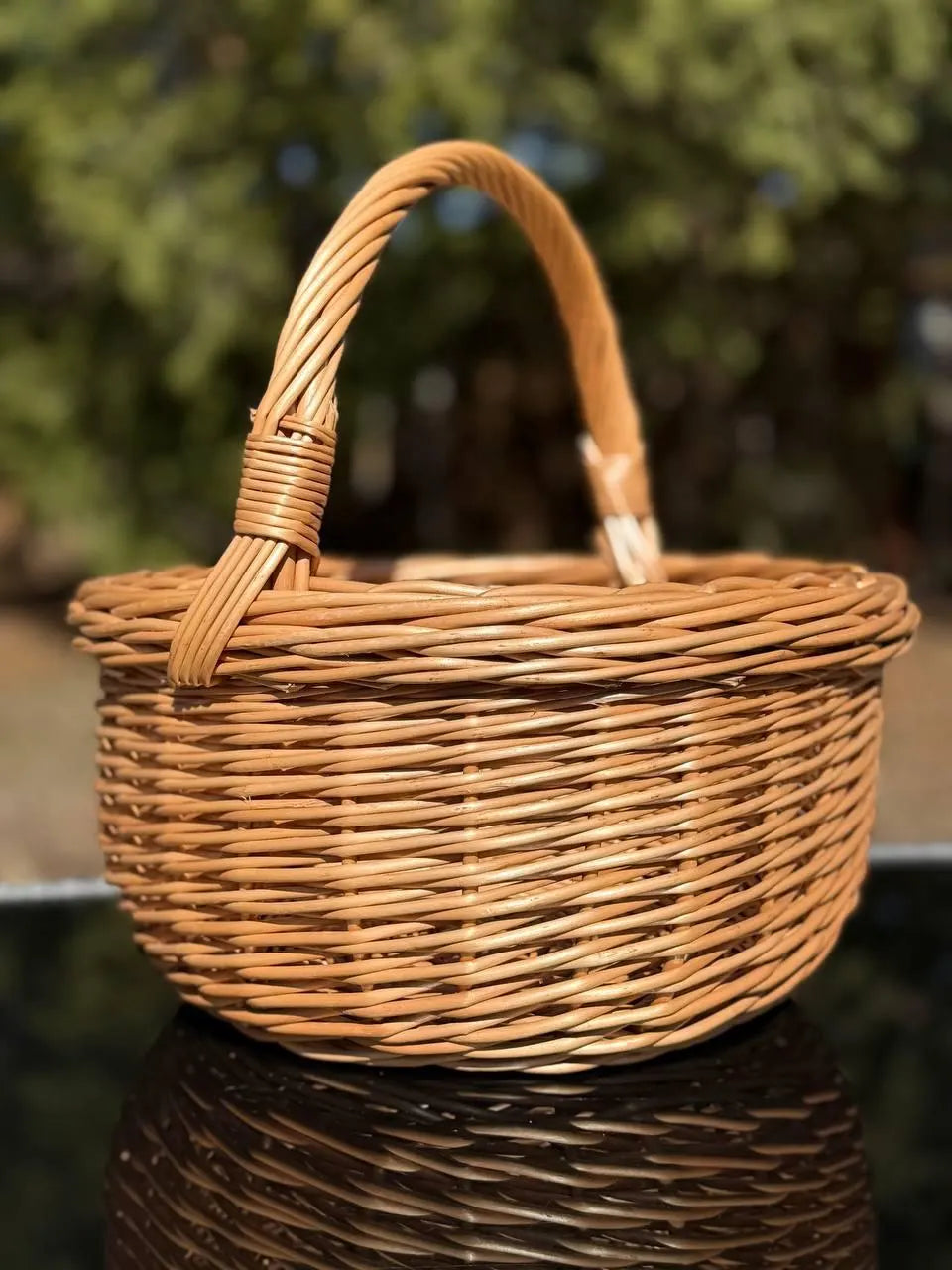 Handmade Willow Basket with Handle: Rustic Home Decor, Brown or Whitewashed