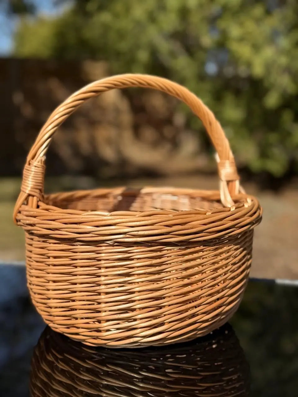 Handmade Willow Basket with Handle: Rustic Home Decor, Brown or Whitewashed
