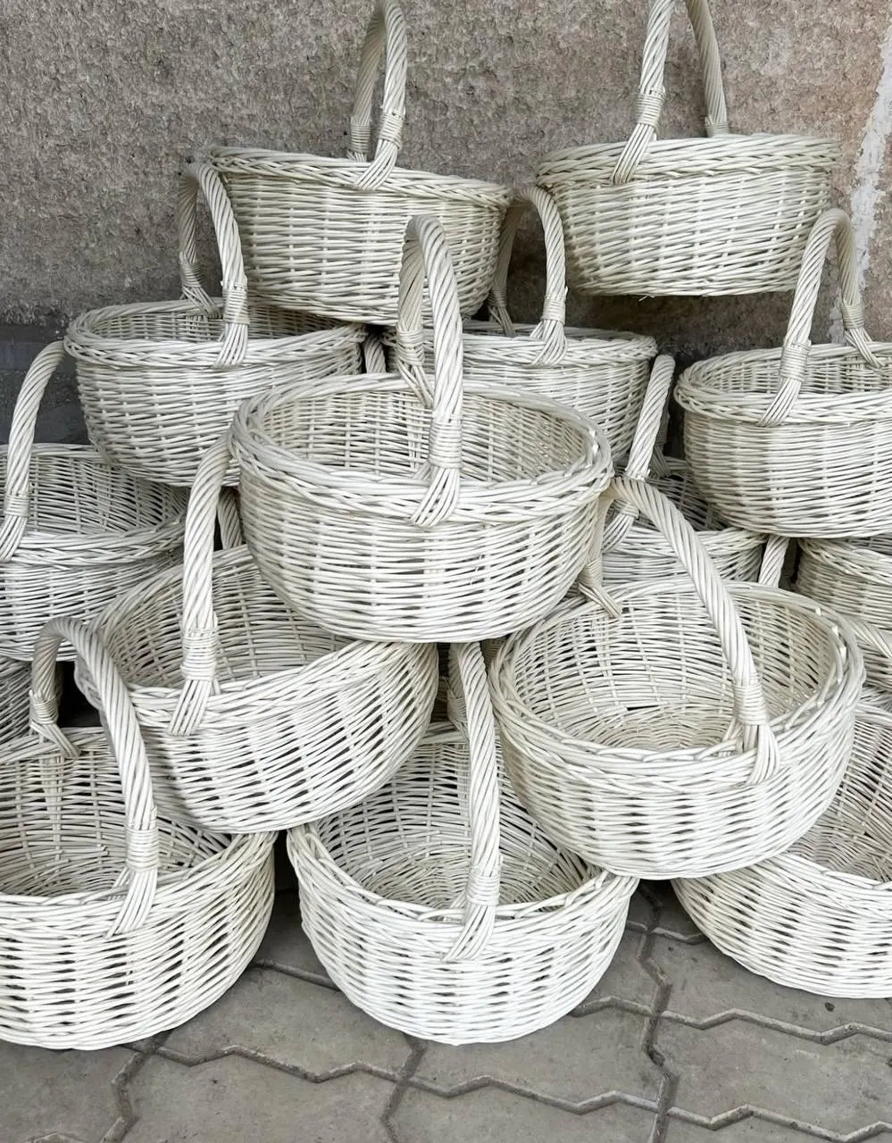 Handmade Willow Basket with Handle: Rustic Home Decor, Brown or Whitewashed