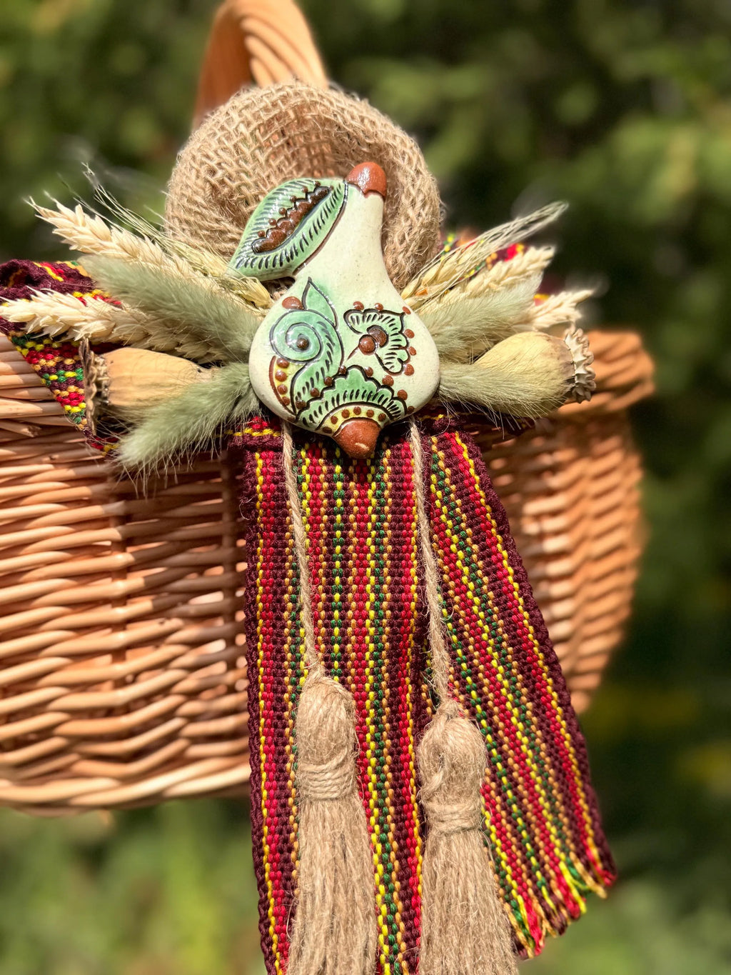 Handmade Ceramic Pear Basket Decoration – Rustic Ukrainian Ornament