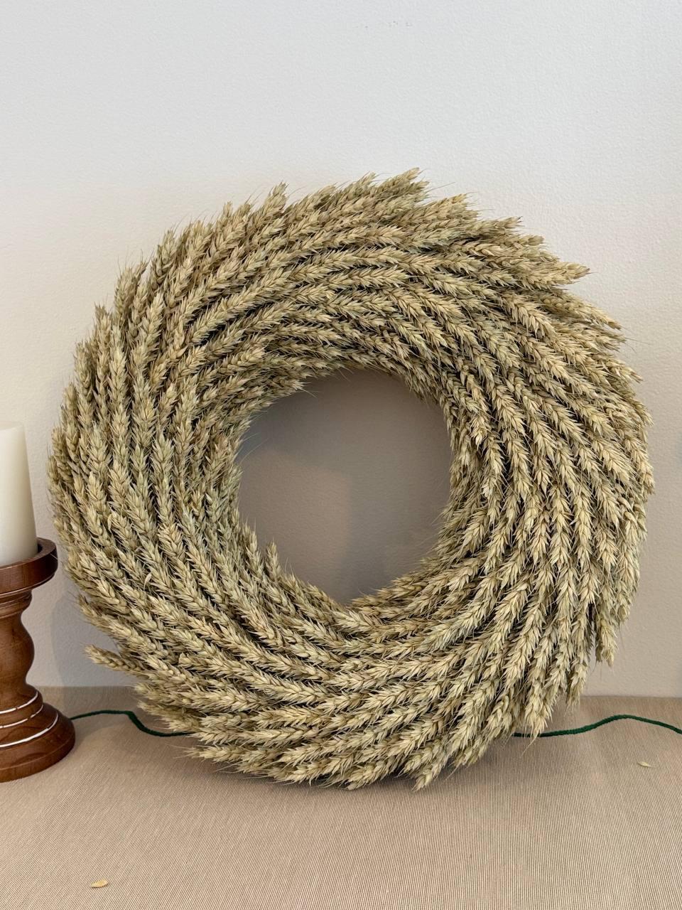 Handmade Natural Wheat Wreath: Rustic Farmhouse Door Decor