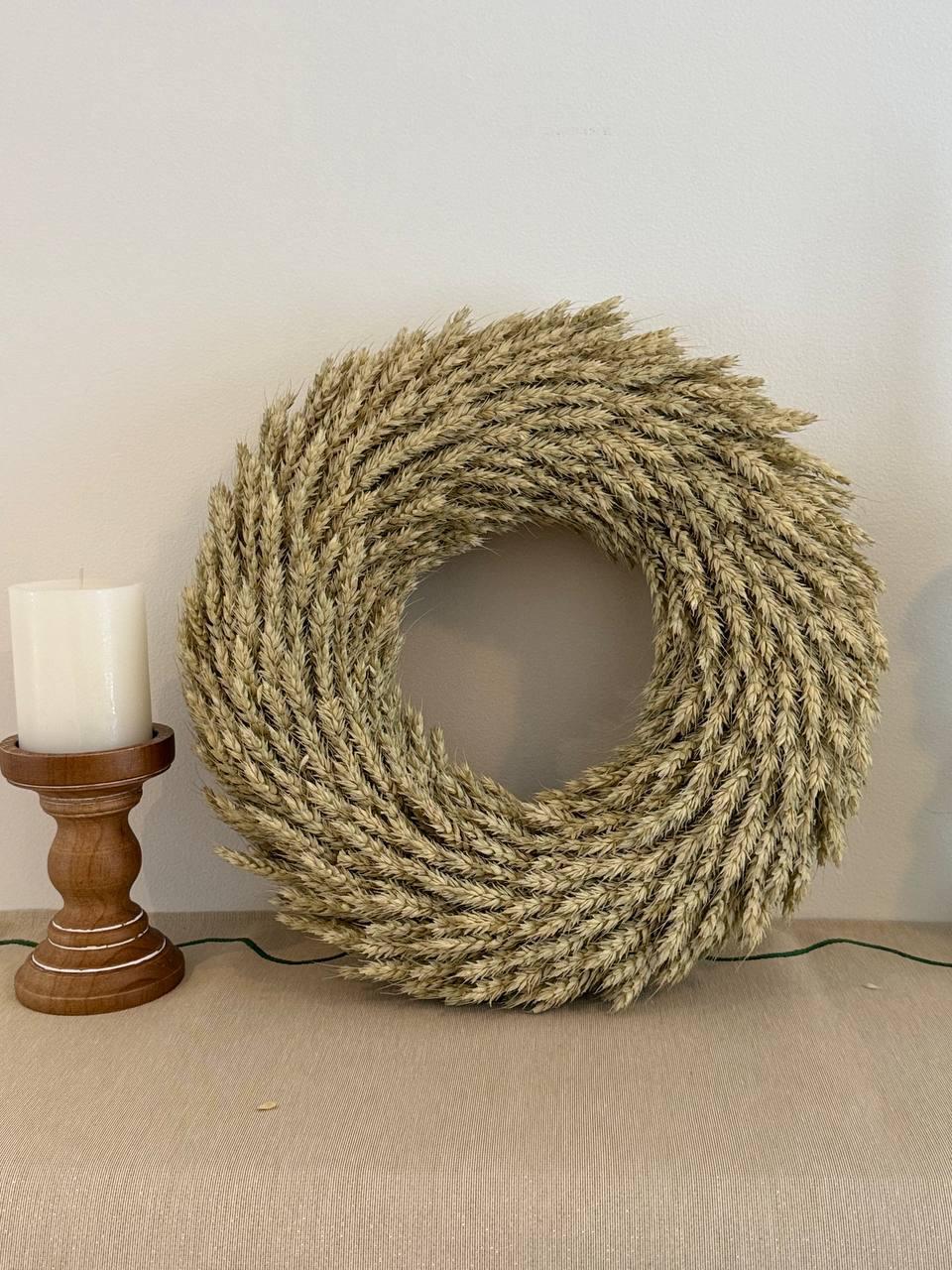 Handmade Natural Wheat Wreath: Rustic Farmhouse Door Decor