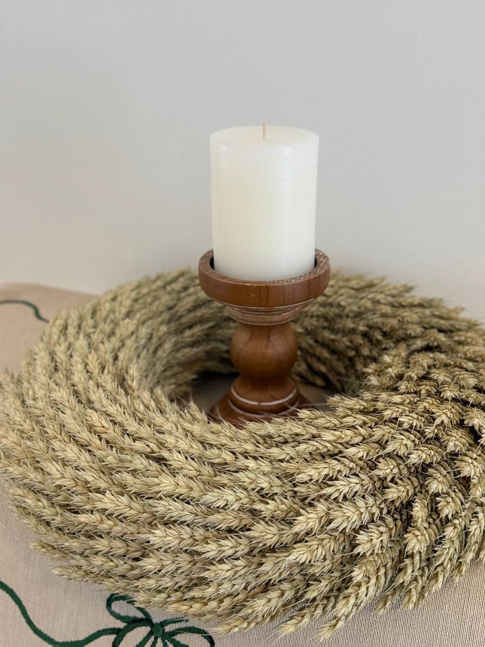 Handmade Natural Wheat Wreath: Rustic Farmhouse Door Decor