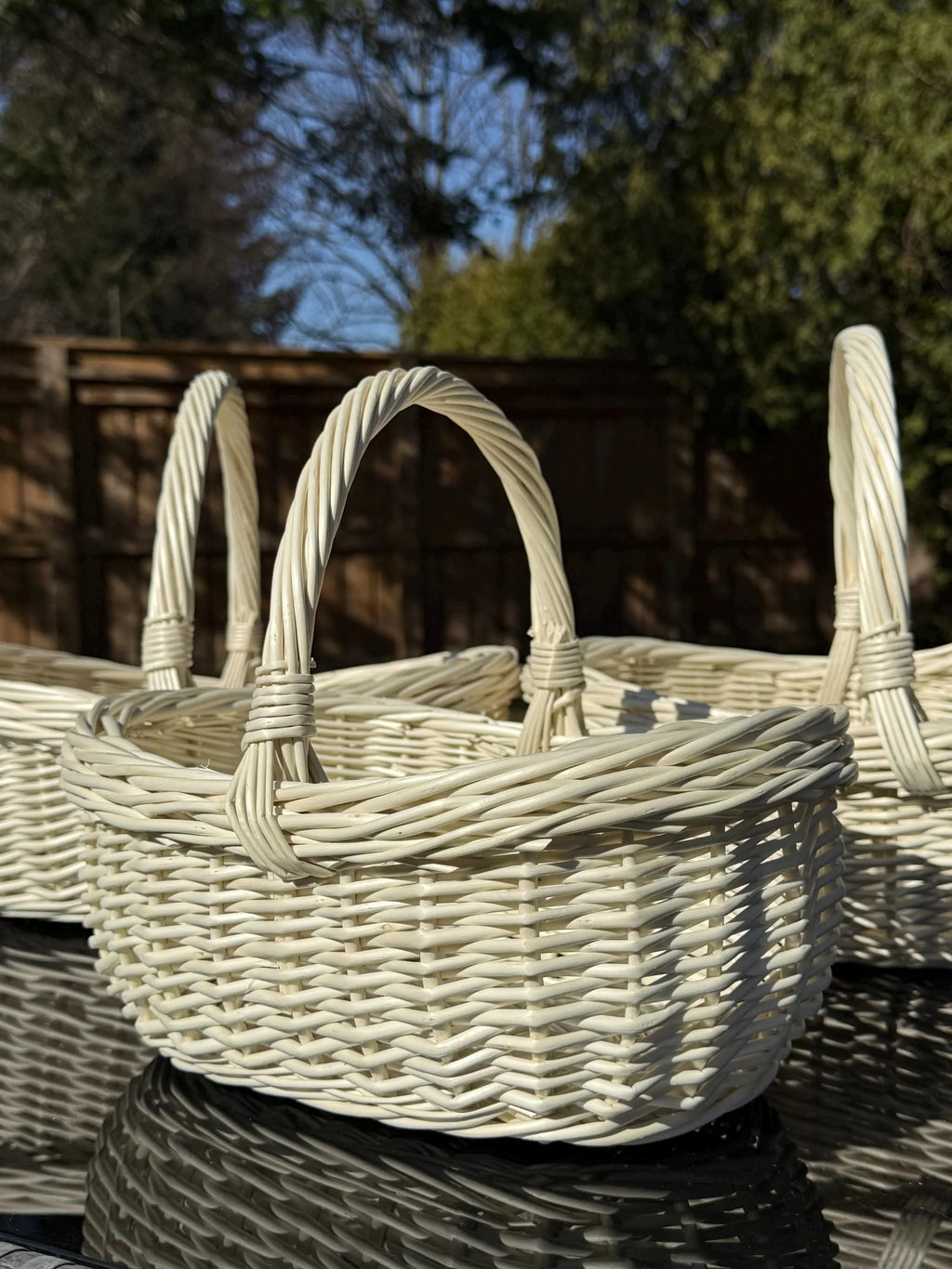 Handwoven Willow Wicker Basket: Rustic Boat Shape, Brown or Whitewashed