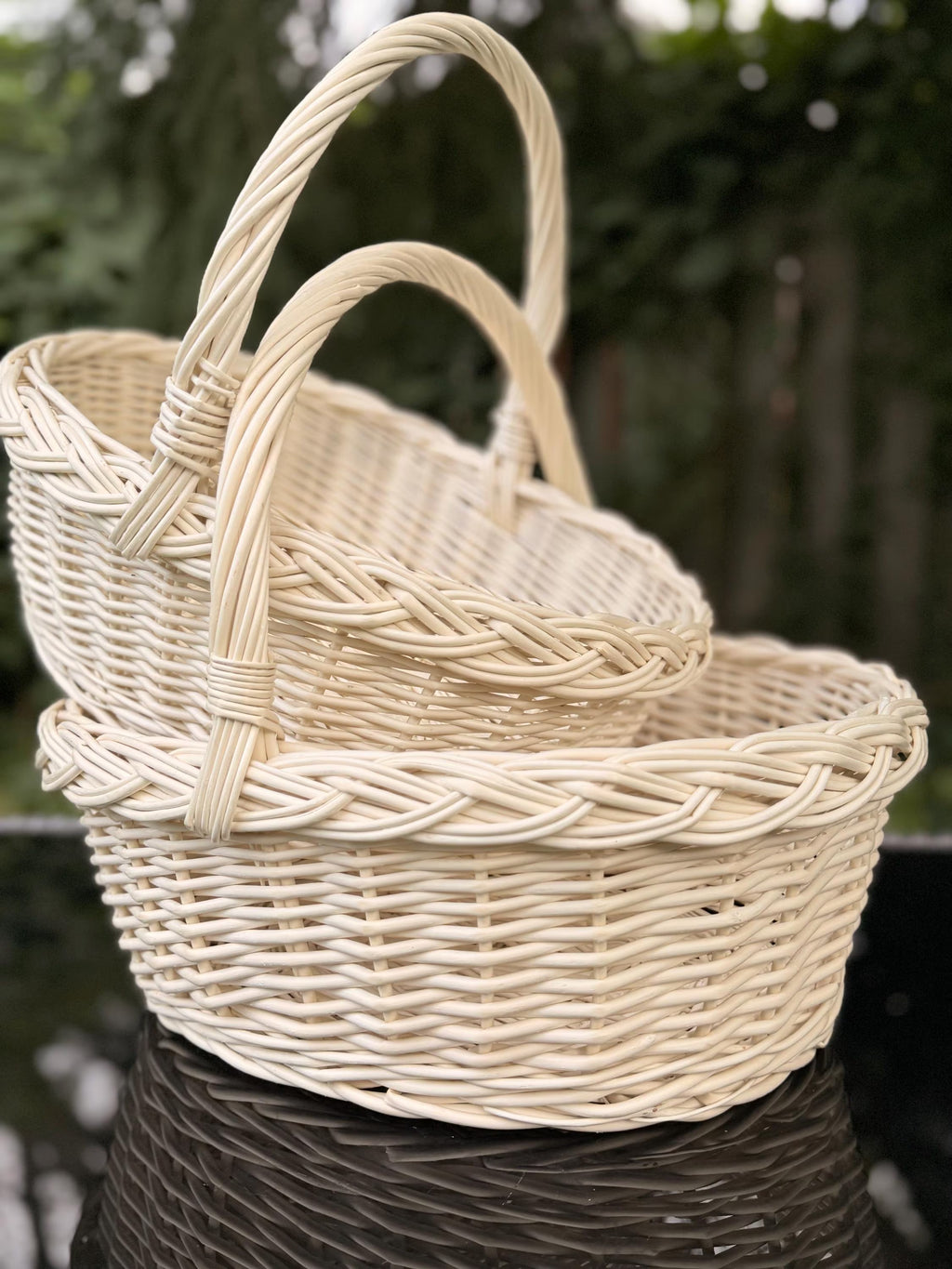 Handwoven Willow Basket: Rustic Braided Rim, Easter Decor