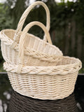 Handwoven Willow Basket: Rustic Braided Rim, Easter Decor