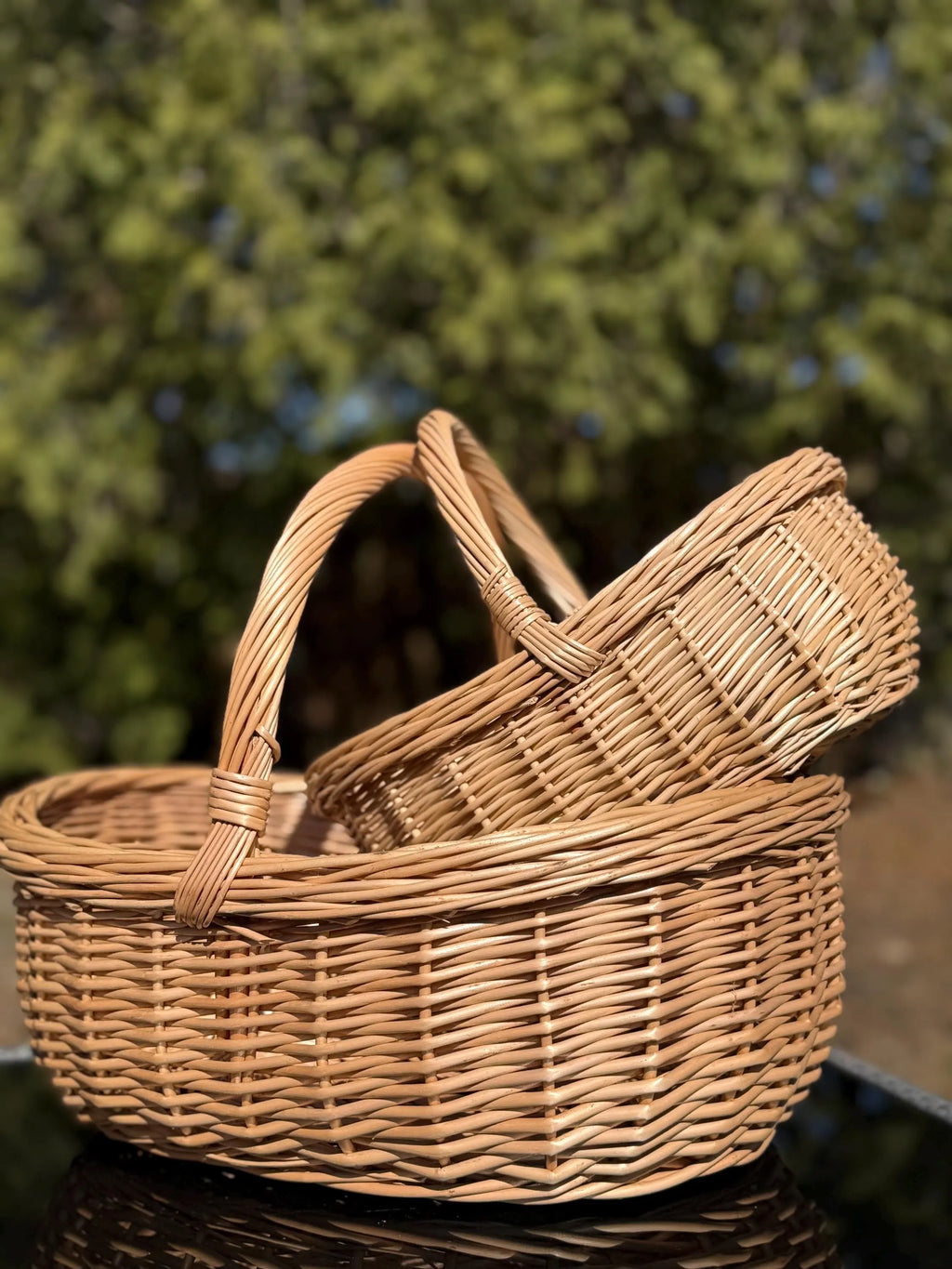 Handwoven Willow Wicker Basket: Rustic Boat Shape, Brown or Whitewashed