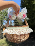 Handmade Wicker Easter Basket – Bunny Ears & Floral Decor