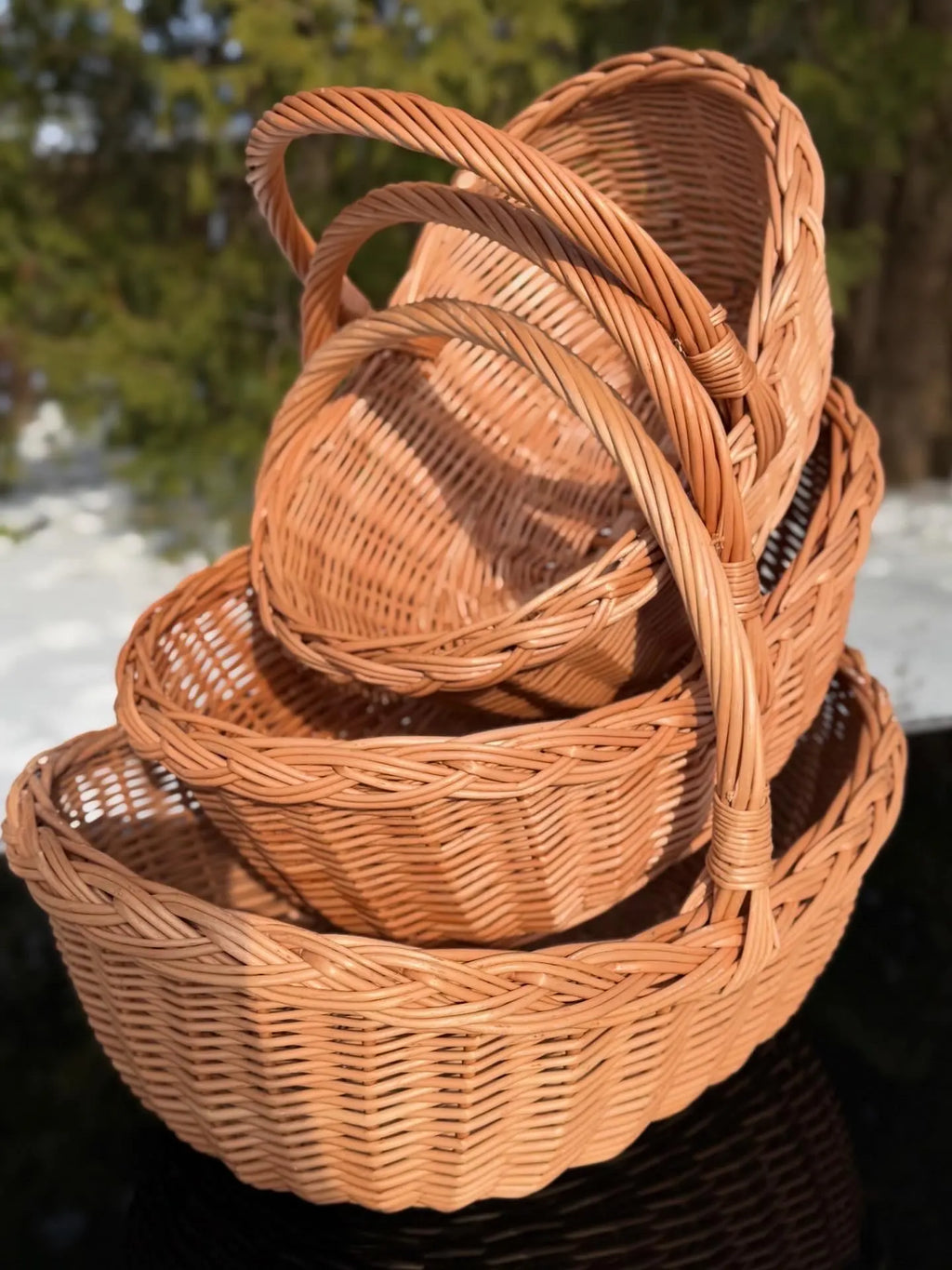 Handmade Wicker Basket: Boat-Shaped Willow Storage, Braided Rim