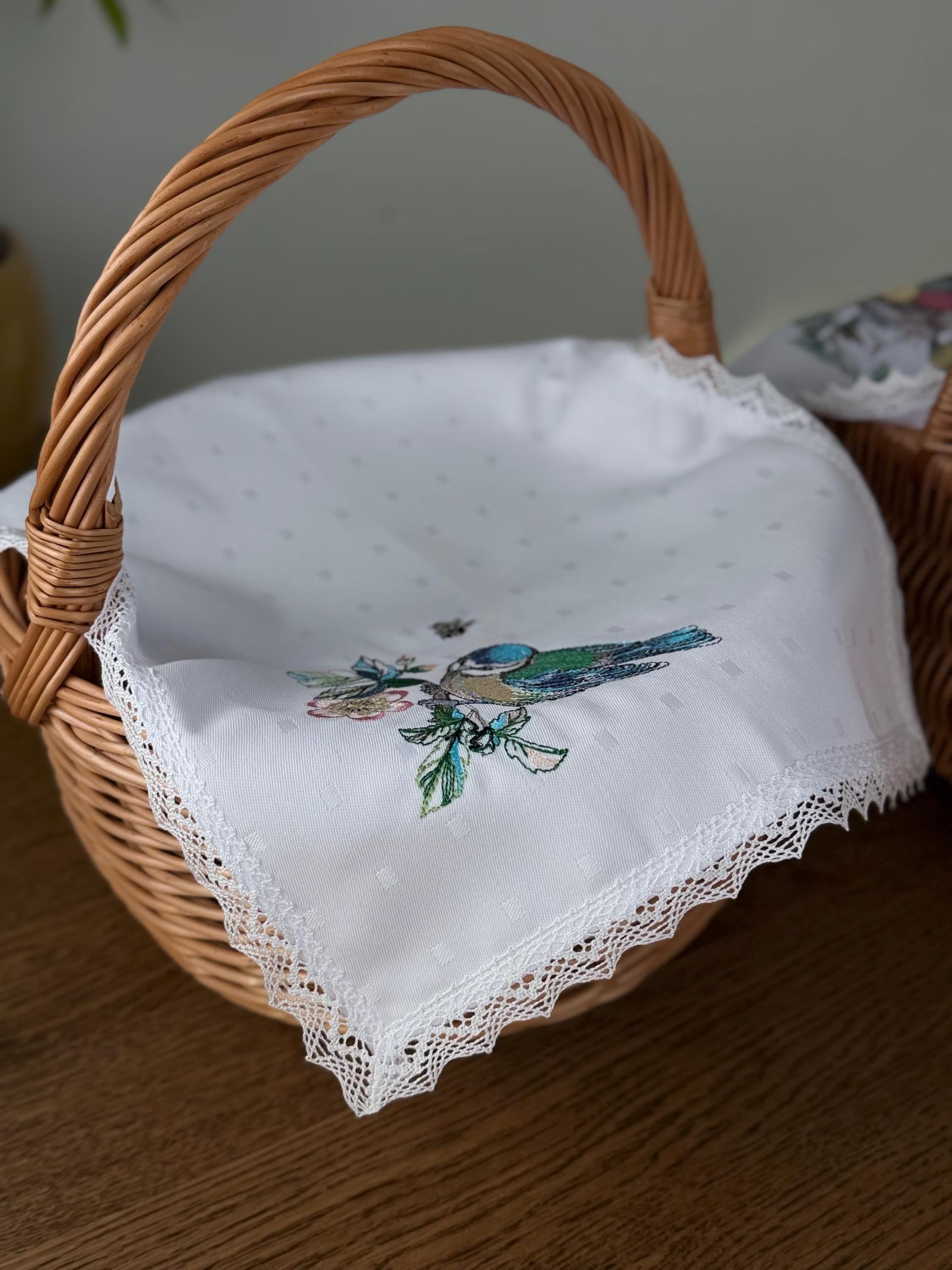 Ukrainian Easter Basket Cover with Lace | Embroidered Vyshyvanka Cloth