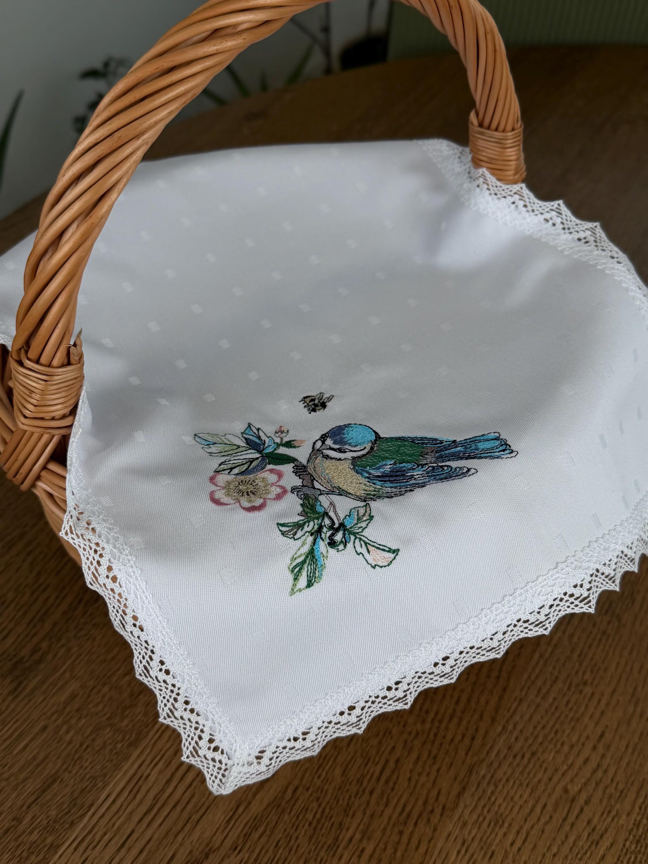 Ukrainian Easter Basket Cover with Lace | Embroidered Vyshyvanka Cloth