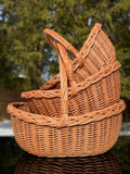 Handmade Wicker Basket: Boat-Shaped Willow Storage, Braided Rim