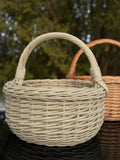 Handmade Willow Basket with Handle: Rustic Home Decor, Brown or Whitewashed