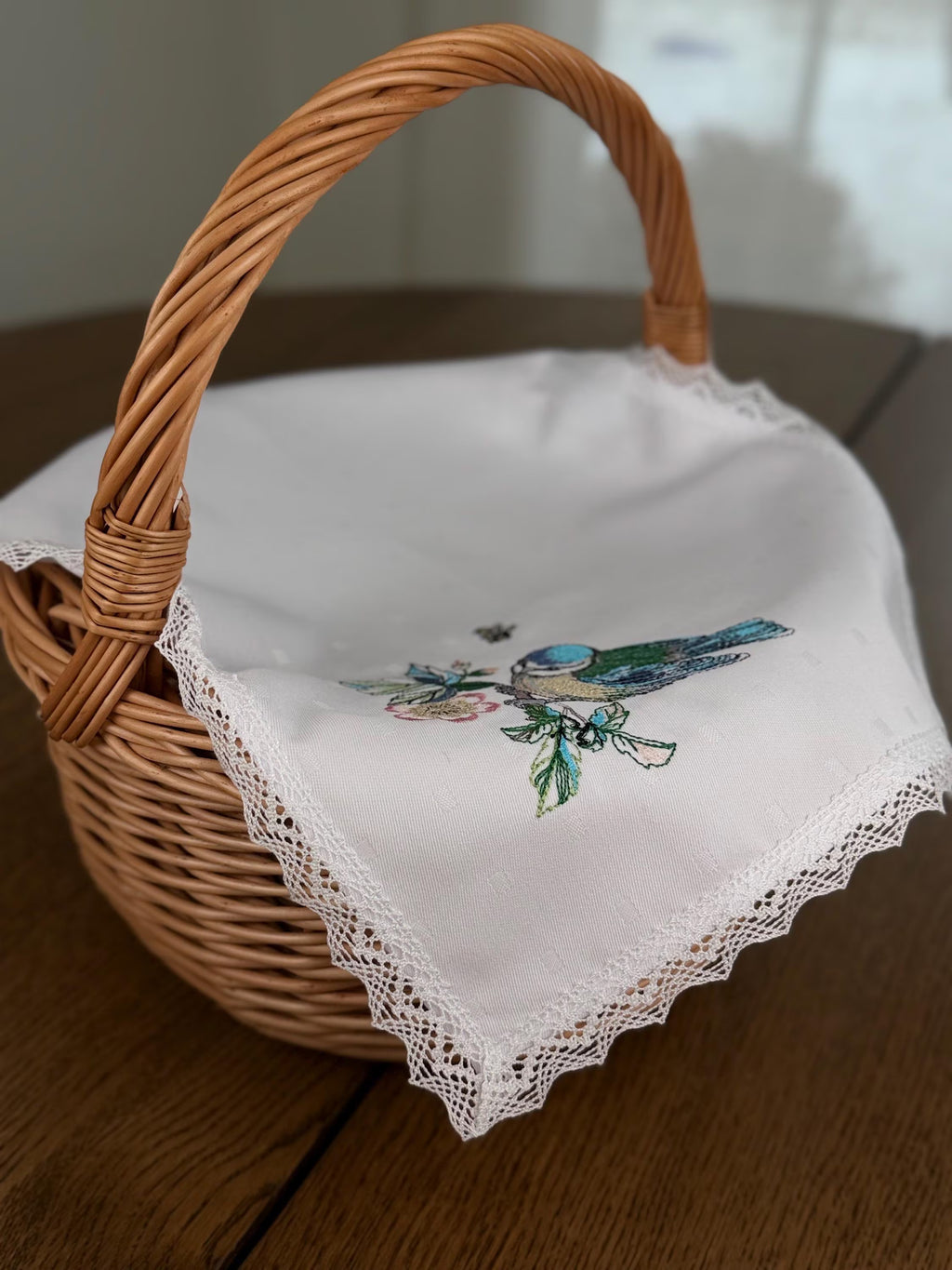 Ukrainian Easter Basket Cover with Lace | Embroidered Vyshyvanka Cloth